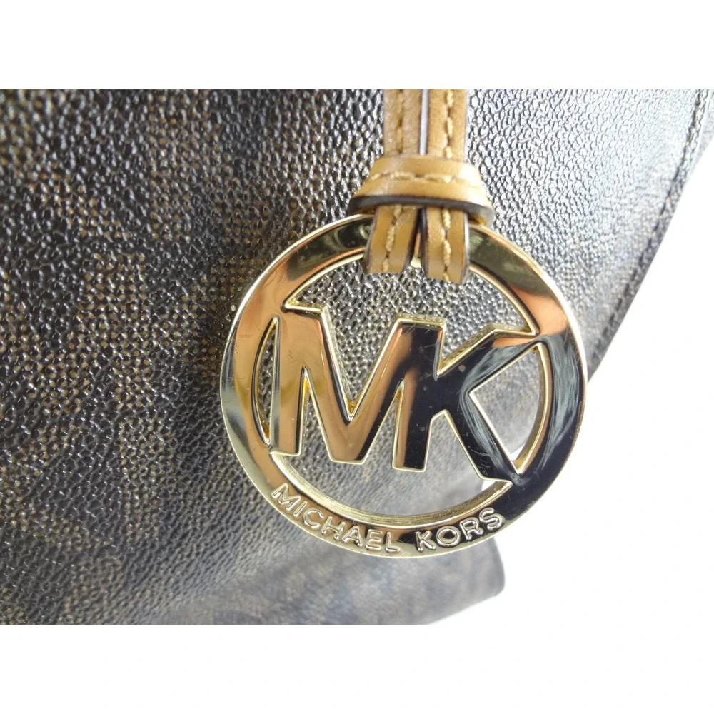 Michael Kors Tote Bag Large Brown Monogram Logo Coated Canvas Shoulder Bag